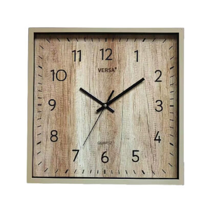 SQUARE WOODEN EFFECT WALL CLOCK 30.8CM