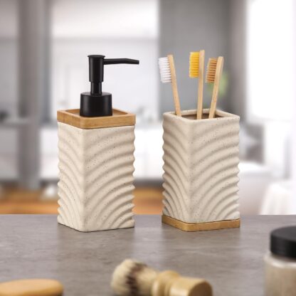 BEIGE WAVES SOAP DISPENSER - Image 2