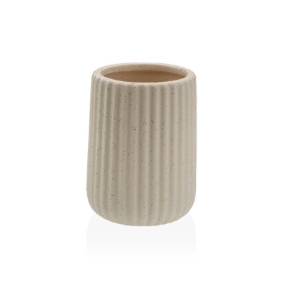 BEIGE VERTICAL LINES TOOTHBRUSH HOLDER