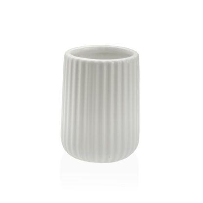 WHITE VERTICAL LINES TOOTHBRUSH HOLDER