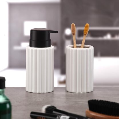 WHITE STRIPED SOAP DISPENSER - Image 2