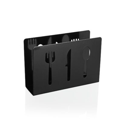 BLACK CUTLERY METAL NAPKIN HOLDER