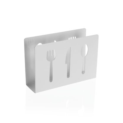 WHITE CUTLERY METAL NAPKIN HOLDER