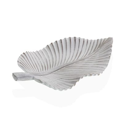 WHITE LEAF-SHAPED CENTERPIECE 35CM