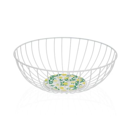 WHITE METAL BASKET LEMONS