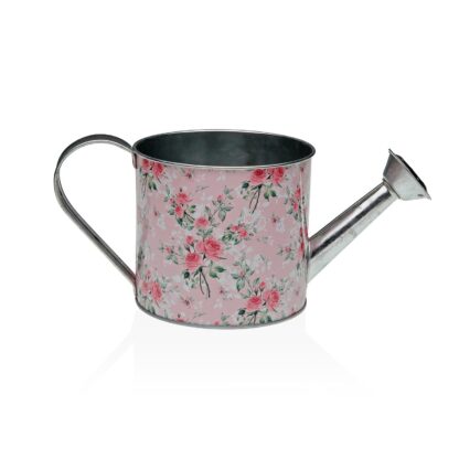 26 CM PINK WATERING CAN WITH FLOWERS