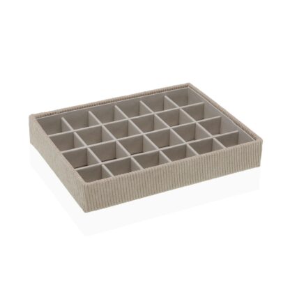 VELVET JEWELRY BOX BEIGE 20 COMPARTMENTS