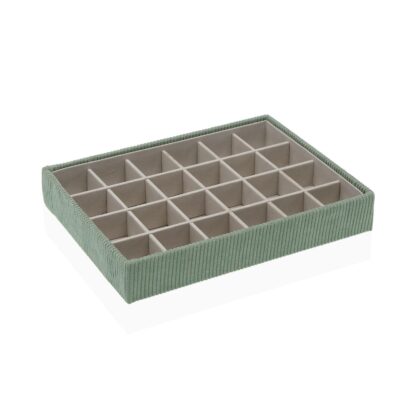 VELVET JEWELRY BOX GREEN 20 COMPARTMENTS