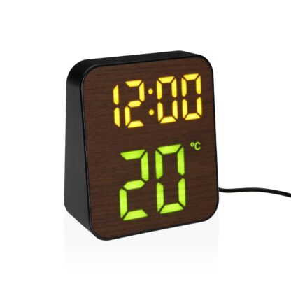 BLACK DIGITAL ALARM CLOCK WHITE GREEN LIGHT