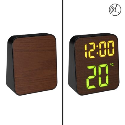 BLACK DIGITAL ALARM CLOCK WHITE GREEN LIGHT - Image 2