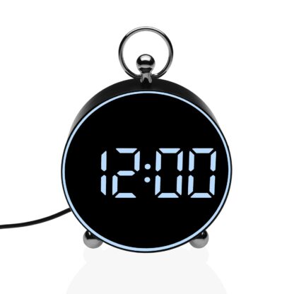 BLACK DIGITAL ALARM CLOCK WHITE LIGHT