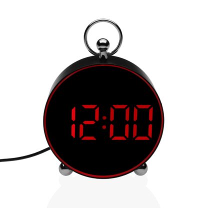 BLACK DIGITAL ALARM CLOCK RED LIGHT