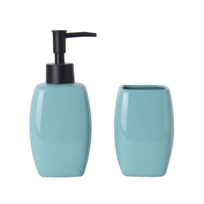 TURQUOISE SOAP DISH AND TOOTHBRUSH HOLDER SET
