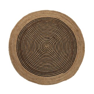 BLACK JUTE RUG WITH CIRCLES