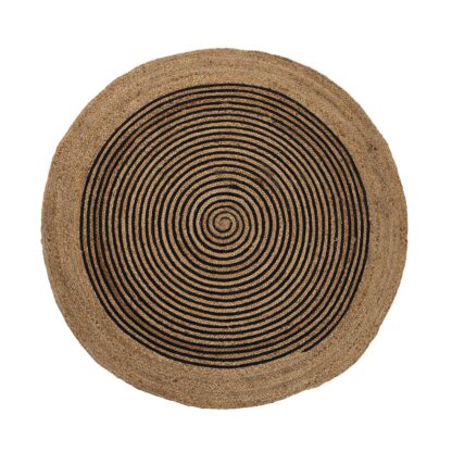 BLACK JUTE RUG WITH CIRCLES