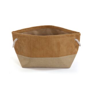 BROWN SQUARE CORDUROY BASKET