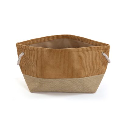 BROWN SQUARE CORDUROY BASKET