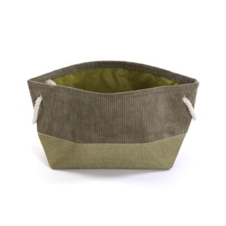 GREEN SQUARE CORDUROY BASKET