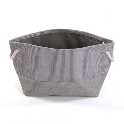 LIGHT GREY CORDUROY BASKET