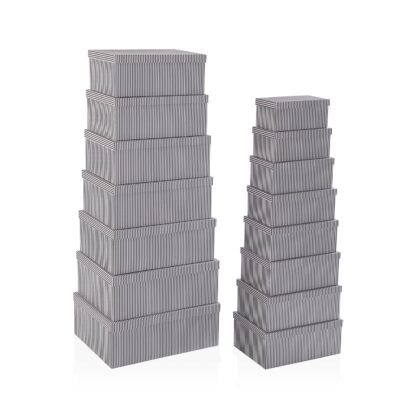 SET OF 15 CARDBOARD BOXES GREY STRIPES