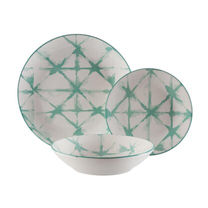 18-PIECE TURQUOISE POMPEIA DINNER SET