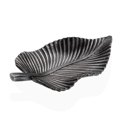 SILVER LEAF-SHAPED CENTERPIECE 35CM