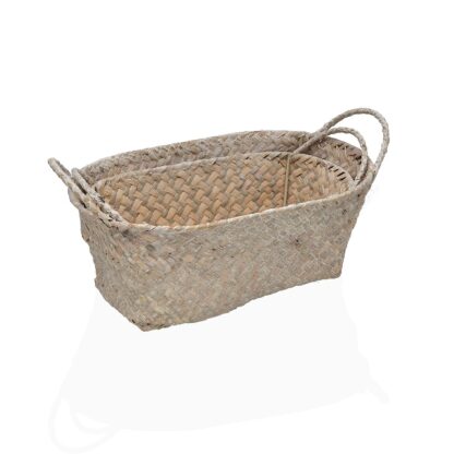 SET OF 2 ROUND BASKETS WITH HANDLES GREY - Image 3