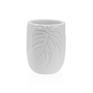 PALM LEAVES WHITE TOOTHBRUSH HOLDER