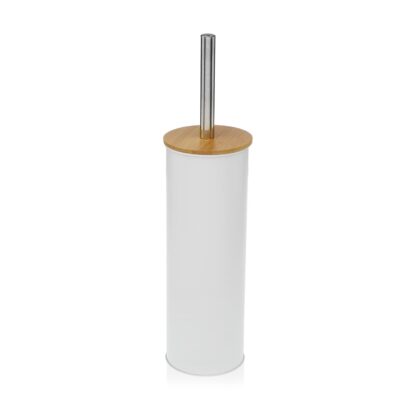 WHITE BAMBOO-LID TOILET BRUSH
