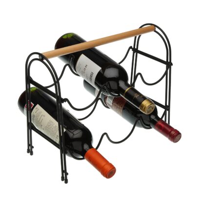 WINE RACK METAL AND WOOD - Image 2