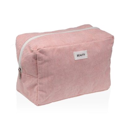 LARGE PINK CORDUROY VANITY CASE