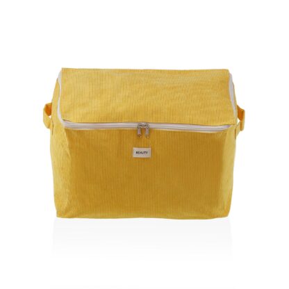 MEDIUM YELLOW CORDUROY STORAGE BOX