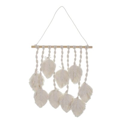 WALL DECORATION MACRAMÉ WHITE LEAVES