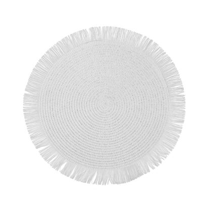 WHITE FRINGED PLACEMAT