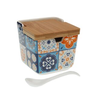 ORANGE MOSAIC SUGAR BOWL