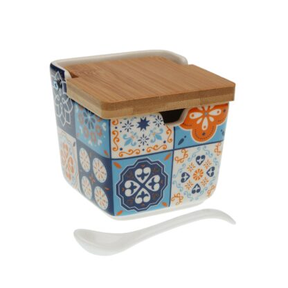 ORANGE MOSAIC SUGAR BOWL