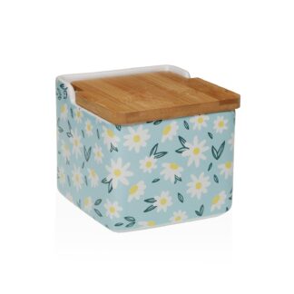 DAISY BLUE BAMBOO LID SALT BOWL
