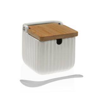 WHITE STRIPED SUGAR BOWL