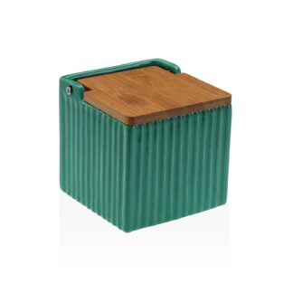 GREEN STRIPED SQUARE SALT BOWL