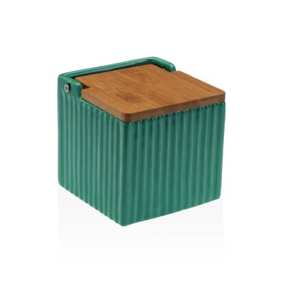 GREEN STRIPED SQUARE SALT BOWL