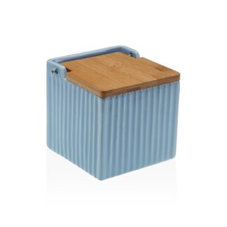 BLUE STRIPED SQUARE SALT BOWL