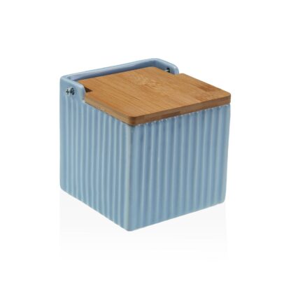 BLUE STRIPED SQUARE SALT BOWL
