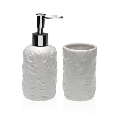 2 PCS BATHROOM SET WHITE LEAVES