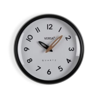 WHITE WALL CLOCK BLACK FRAME 24.4CM