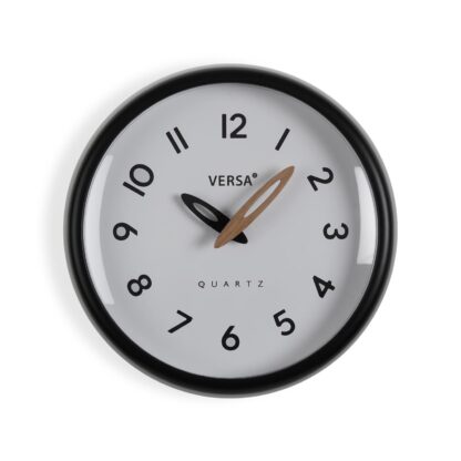 WHITE WALL CLOCK BLACK FRAME 24.4CM