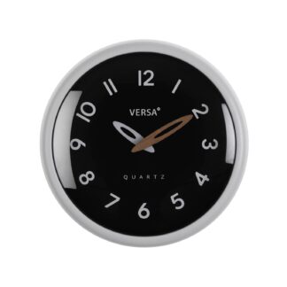 BLACK WALL CLOCK WHITE FRAME 24.4CM
