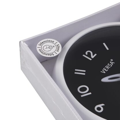 BLACK WALL CLOCK WHITE FRAME 24.4CM - Image 4