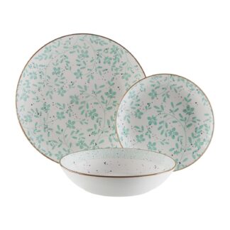 18-PIECE TURQUOISE FLOWERS DINNER SET