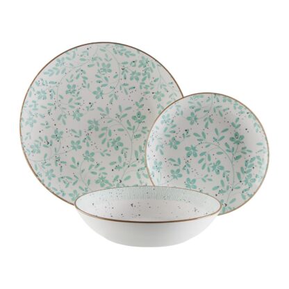 18-PIECE TURQUOISE FLOWERS DINNER SET