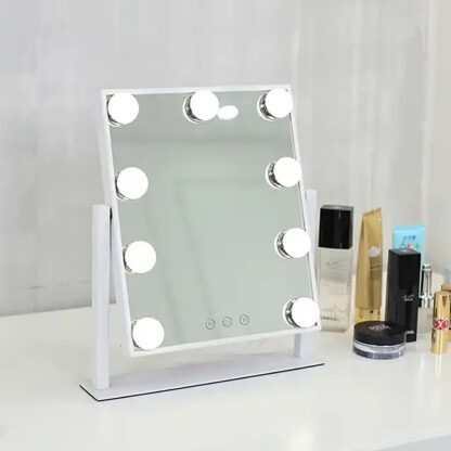 RECTANGULAR MIRROR WITH 9 LED LIGHTS & STAND - Image 2